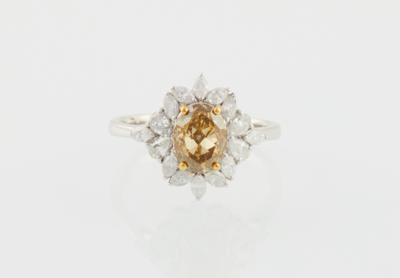 Natural Fancy Brownish Yellow Diamantring 1,51 ct - Diamonds only