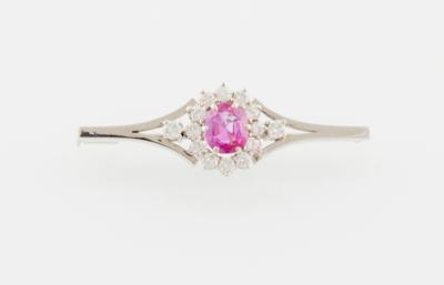 Brillantbrosche mit unbehandeltem pinken Saphir ca. 1,45 ct - Exkluzivní šperky