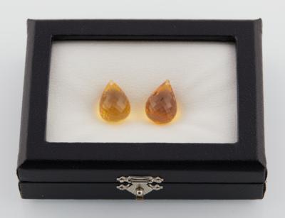 2 Citrin Briolette zus. 37,15 ct - Exklusive Farbsteine