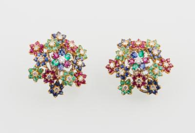 Brillant Farbstein Ohrclips - Exquisite gemstones