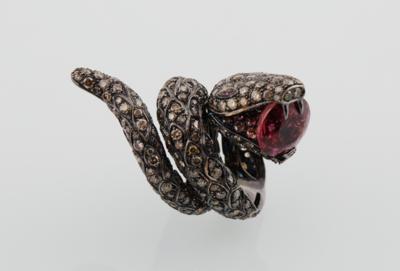 Diamant Rubellit Ring Schlange - Exquisite gemstones