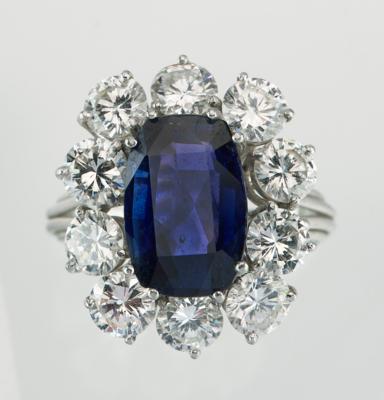 Brillantring mit unbehandeltem Saphir ca. 4,80 ct - Exquisite gemstones