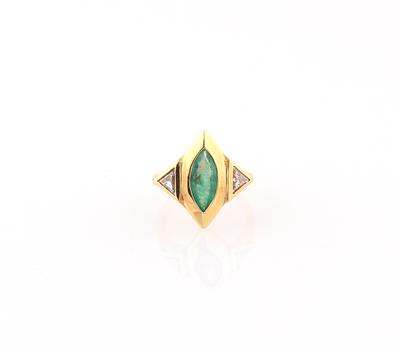 Diamant Smaragdring zus. ca. 1,45 ct - Schmuck
