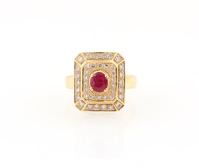 Brillant-Rubinring zus. ca. 1,55 ct - Jewellery