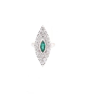 Brillant Diamant Smaragdring zus. ca. 1,35 ct - Gioielli