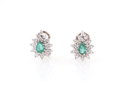 Brillant Smaragdohrsteckclips - Jewellery