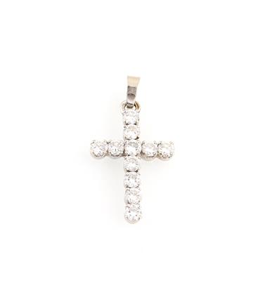 Brillant Kreuzanhänger zus. ca. 1,00 ct - Schmuck