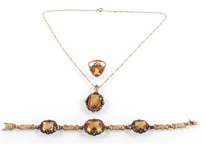 Diamantrauten Citrinschmuckgarnitur - Jewellery