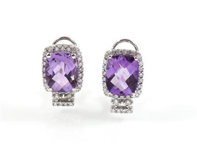 Brillant Amethystohrclips - Schmuck Onlineauktion