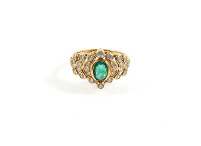 Brillant - Smaragddamenring zus. 0,62 ct - Schmuck Onlineauktion