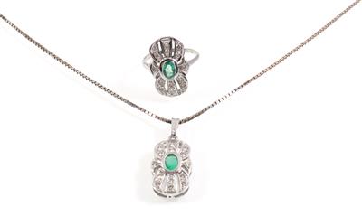 Brillant Smaragdgarnitur - Jewellery