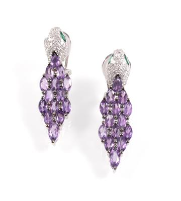 Diamant Amethystohrclips Schlangen - Gioielli