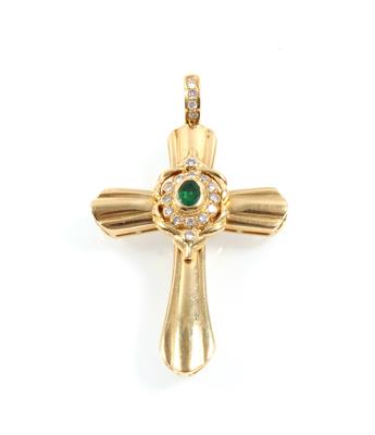 Brillant Smaragdanhänger Kreuz - Schmuck Onlineauktion