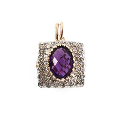 Diamantrauten Amethystanhänger - Schmuck online auction