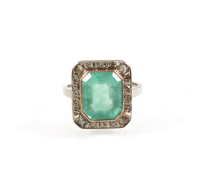 Smaragd-Diamantdamenring ca. 4,60 ct - Klenoty