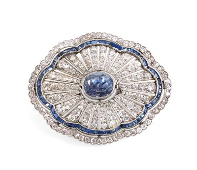 Diamant Saphirbrosche - Schmuck online auction