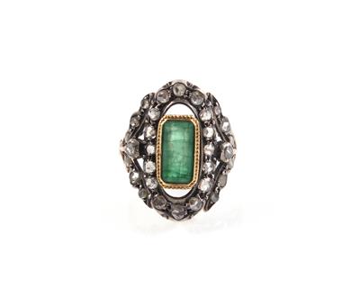 Diamantrauten Smaragdring - Schmuck online auction