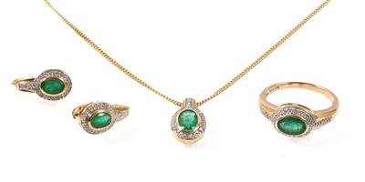 Diamant Smaragdgarnitur - Gioielli