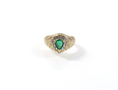 Brillant/Smaragddamenring zus. ca. 0,70 ct - Klenoty