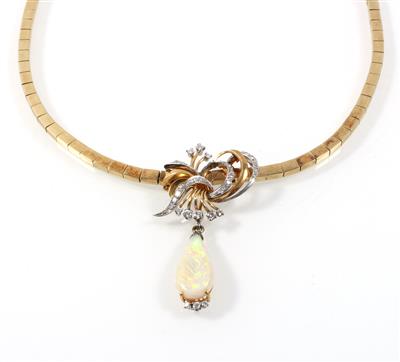 Diamant Opalcollier - Schmuck online auction