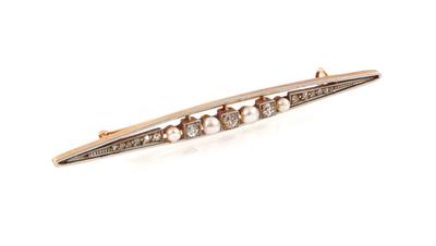 Diamant Perlenstabbrosche - Schmuck online auction