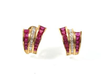 Diamant Rubinohrclips - Jewellery