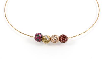 4 Farb-, Schmuckstein- und Achtkantdiamantanhänger - Jewellery