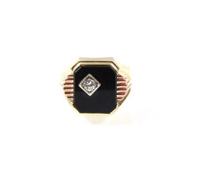 Brillantring ca. 0,18 ct auf Onyxplatte - Gioielli