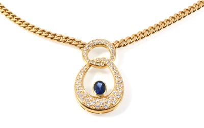 Brillant/Saphircollier zus. ca. 2,00 ct - Klenoty