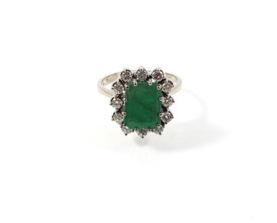 Brillant-Smaragddamenring zus. ca. 0,55 ct - Schmuck