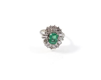 Diamant-Smaragddamenring zus. ca. 1,00 ct - Klenoty