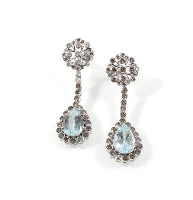 Diamant Aquamarinohrgehänge - Jewellery