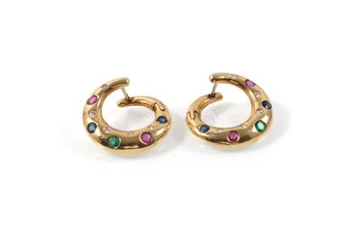 Rubin Saphir Smaragd Brillant Kreolen - Jewellery