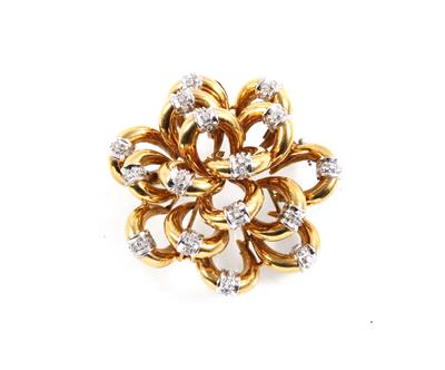 Achtkantdiamantbrosche zus. ca. 0,25 ct - Jewellery