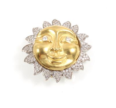 Brillantbrosche Sonne zus. ca.1,65 ct - Jewellery