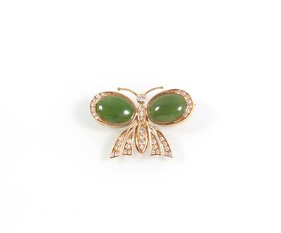 Brillant Nephrit Brosche - Jewellery