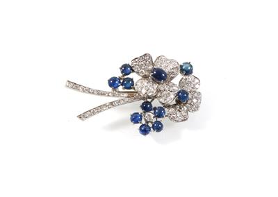 Brillant Saphir Blütenbrosche - Jewellery