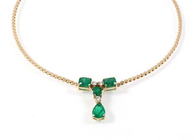 Smaragd-Brillantcollier zus. ca. 2,60 ct - Jewellery