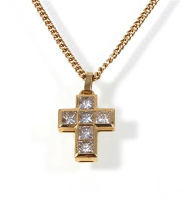 Diamantkreuz zus. ca. 0,90 ct - Schmuck