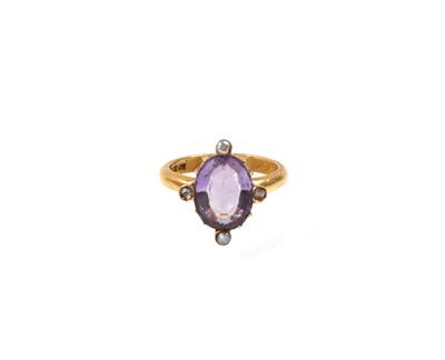 Amethyst Diamantrauten Orientperlenring - Klenoty