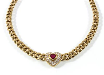 Brillant-Rubincollier zus. ca. 1,65 ct - Jewellery