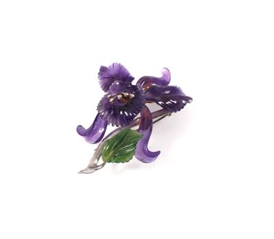 Amethystbrosche Orchidee - Schmuck