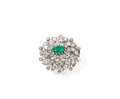 Diamant Smaragdbrosche - Gioielli