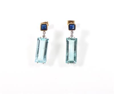 Aquamarinohrgehänge zus. ca. 13,50 ct - Schmuck