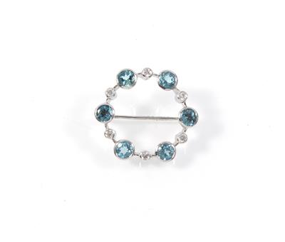 Brillant Aquamarinbrosche - Schmuck