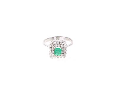 Achtkantdiamant Smaragdring - Gioielli