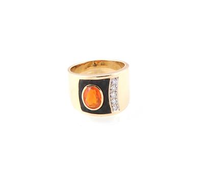 Brillant Feueropal Carbon Ring - Jewellery