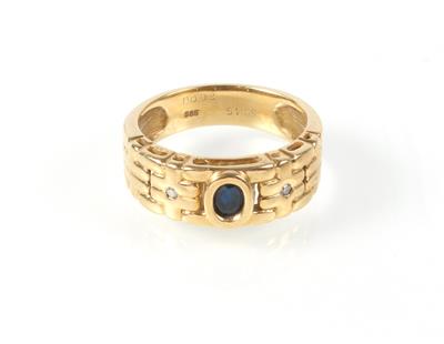 Achtkantdiamant-Saphir-Ring - Gioielli