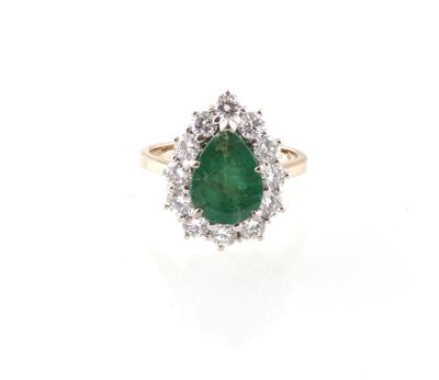 Smaragd-Brillantring zus. ca. 3,80 ct - Jewellery