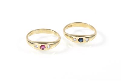 2 Brillant Farbstein Ringe (Set) - Jewellery